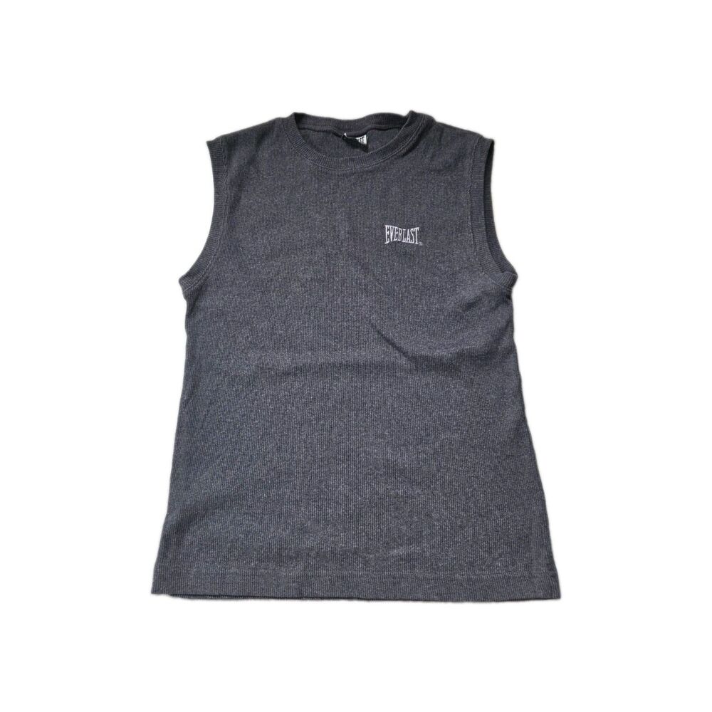 VTG Everlast Charcoal Gray Ribbed Sleeveless Muscle Tank Top Logo Size M EUC